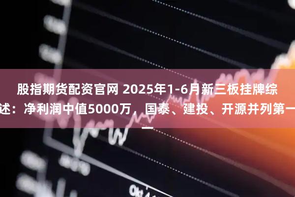 股指期货配资官网 2025年1-6月新三板挂牌综述：净利润中值5000万，国泰、建投、开源并列第一